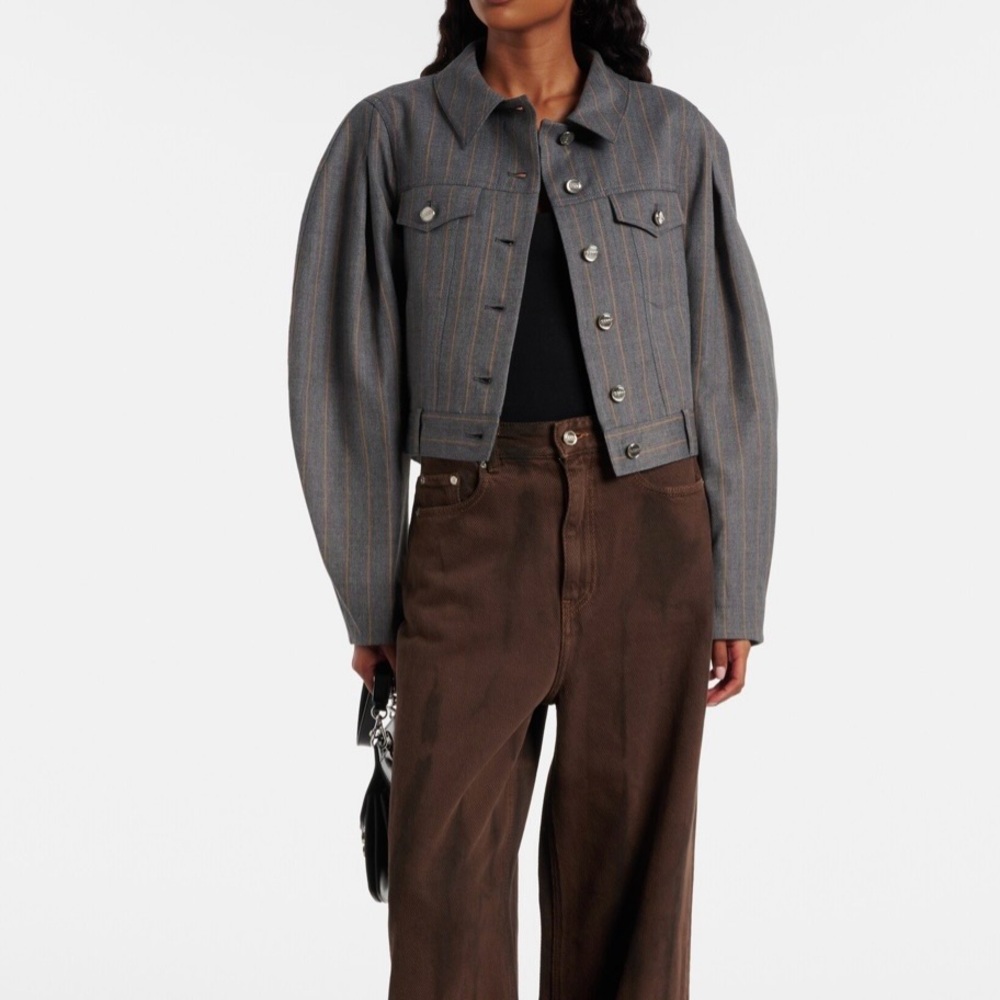 NWT Ganni brushed pinstripe jacket